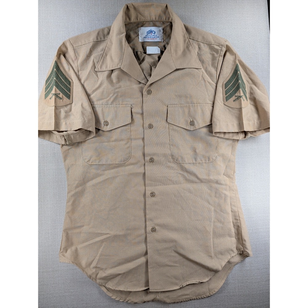 USMC DSCP Valor Collection Khaki Uniform Shirt Sergeant Patches 15.5 2122